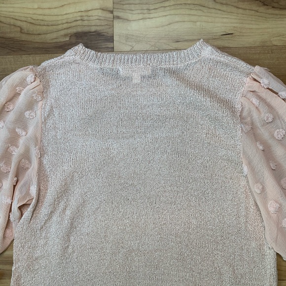 MINE Light Pink Pom Pom Dot Sleeve Knit Top - Picture 12 of 16